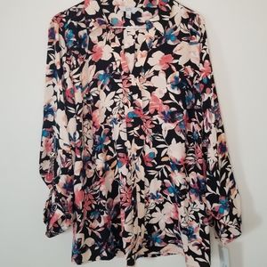 Croft & Barrow XL watercolor NWT button front top